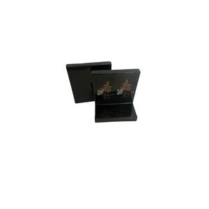 VTG Japan Style Black Ceramic Butterfly Bookends Gold Design Pair 2